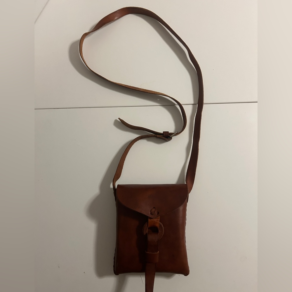 Vintage Brown Leather Crossbody Bag